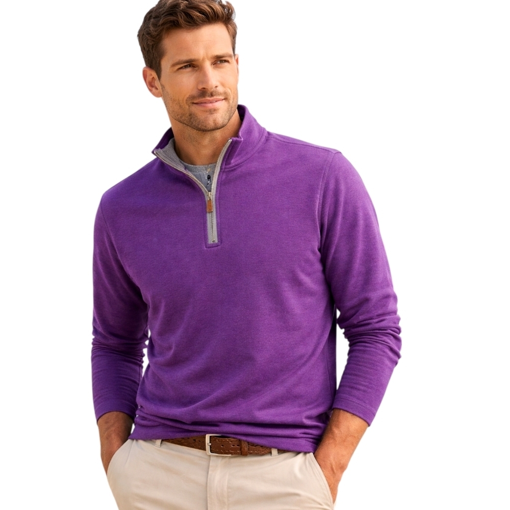 Johnnie-O Men’s Double Knit Quarter Zip Mock Neck Pullover Sweater Size M